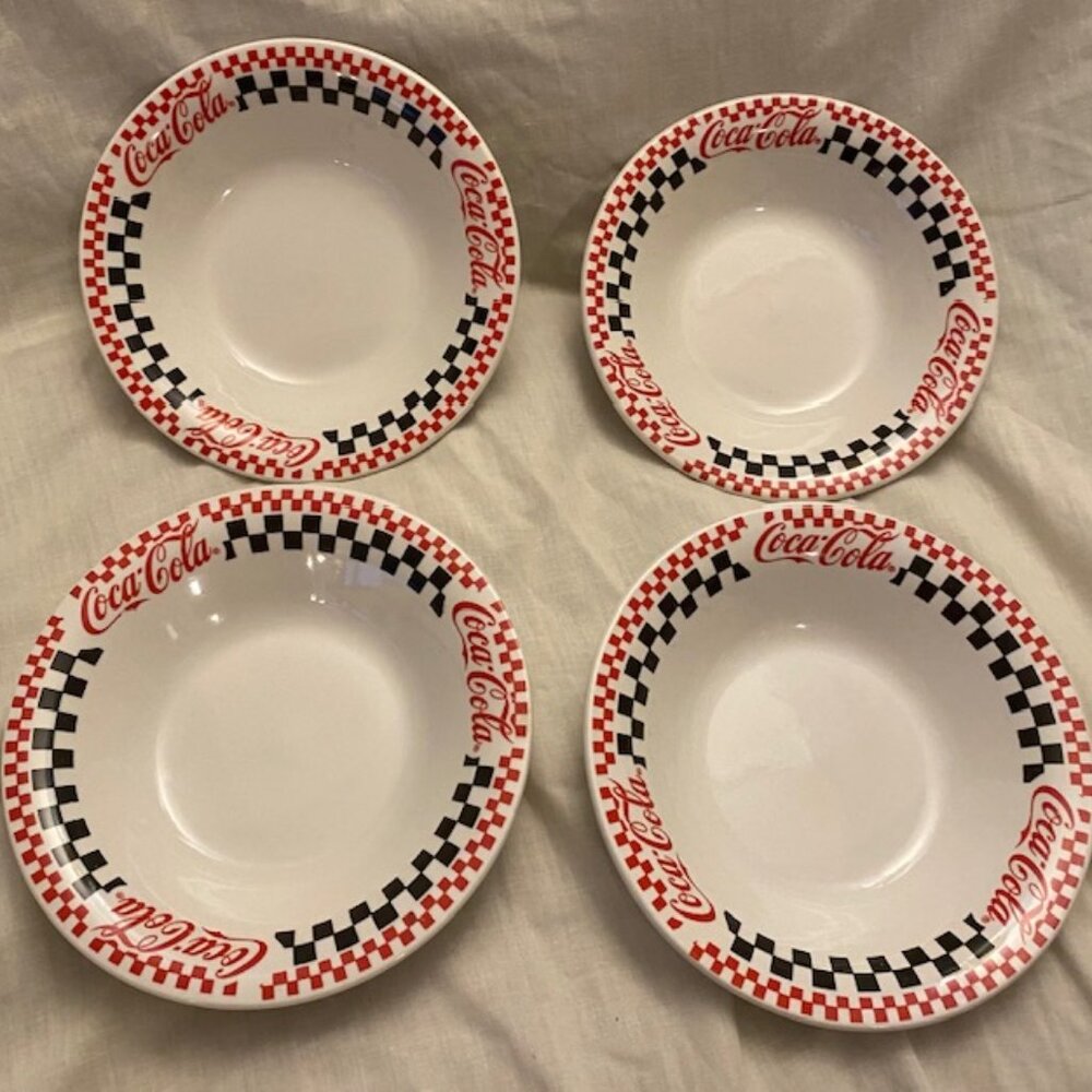 Set of (4) Gibson Coca Cola Coupe Soup Bowls 8"